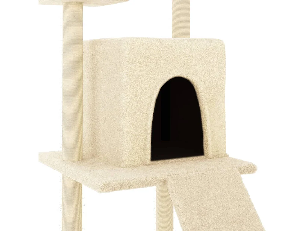 Katzenbaum mit cremefarbenen Sisalkratzbäumen 110 cm