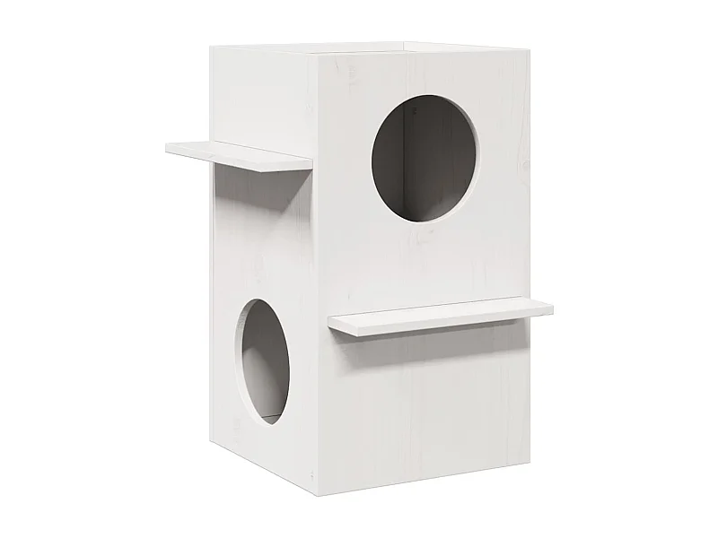 Maison pour chat blanc 43x43x60 cm bois de pin massif