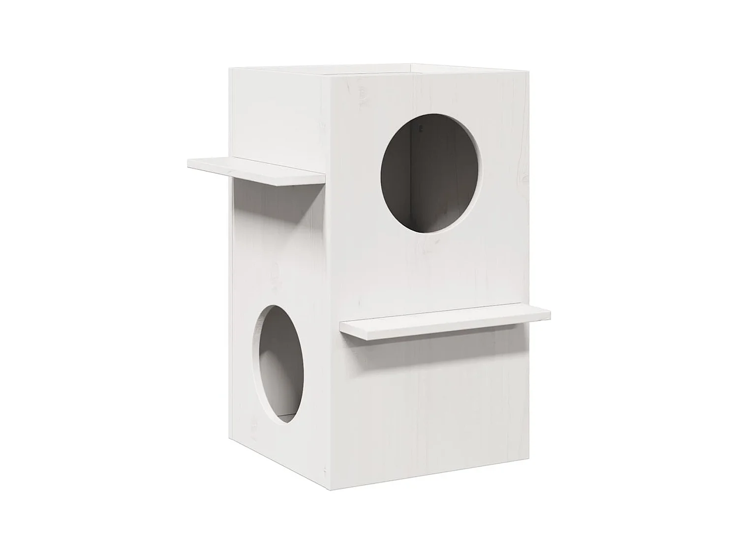 Maison pour chat blanc 43x43x60 cm bois de pin massif