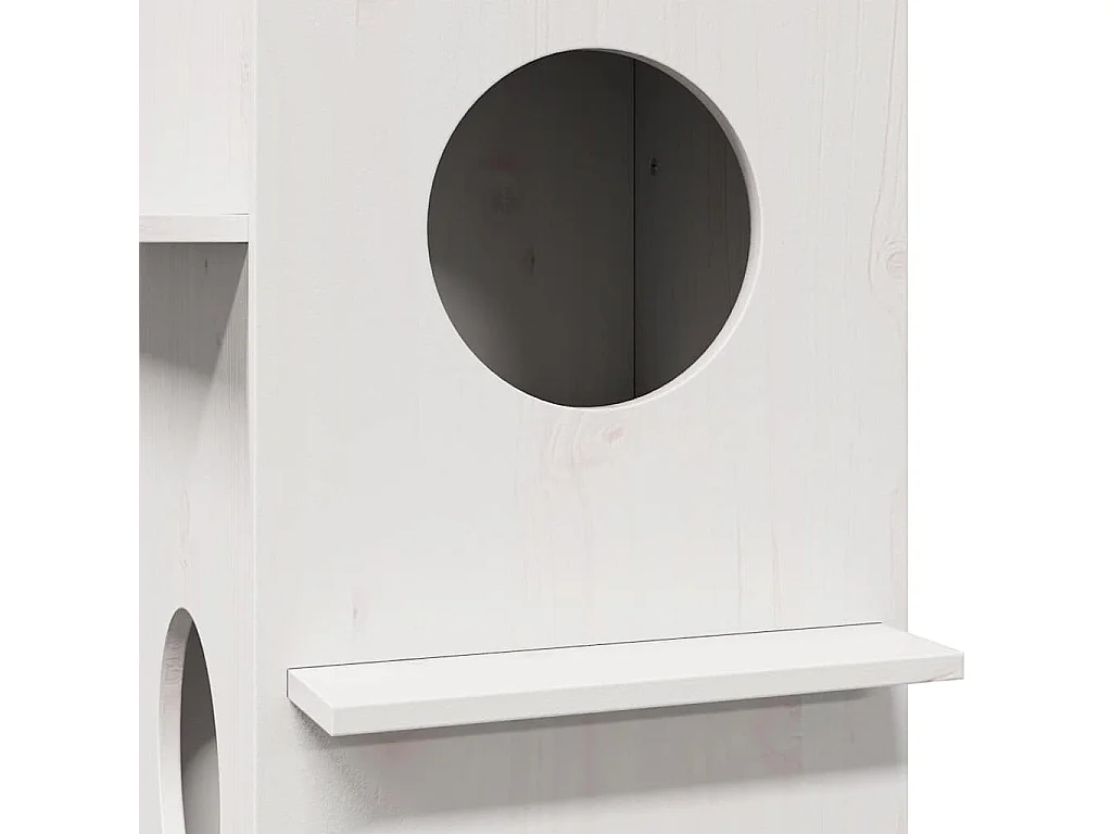 Maison pour chat blanc 43x43x60 cm bois de pin massif