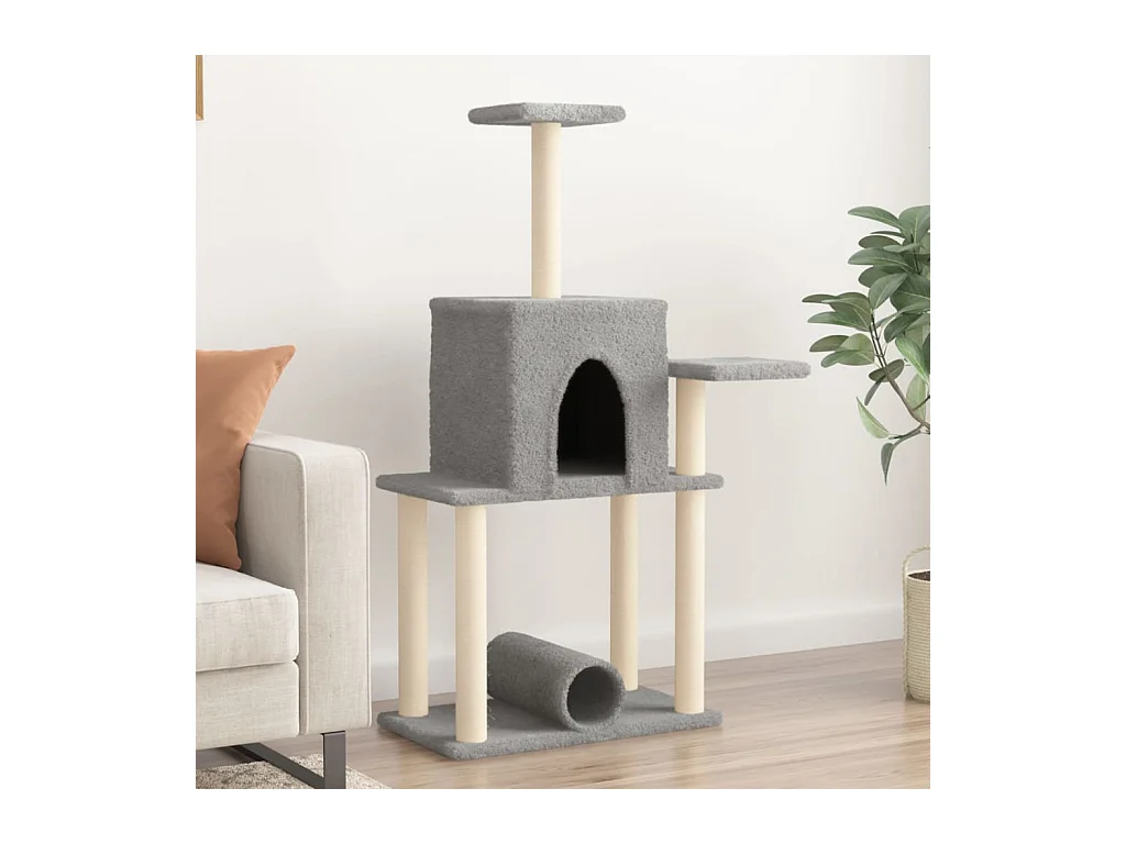 Arbre à chat avec griffoirs en sisal gris clair 122 cm