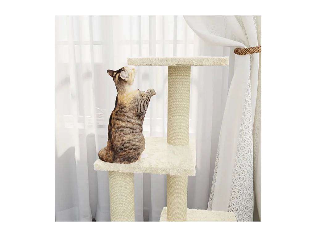 Arbre à chat avec griffoirs en sisal Crème 92 cm