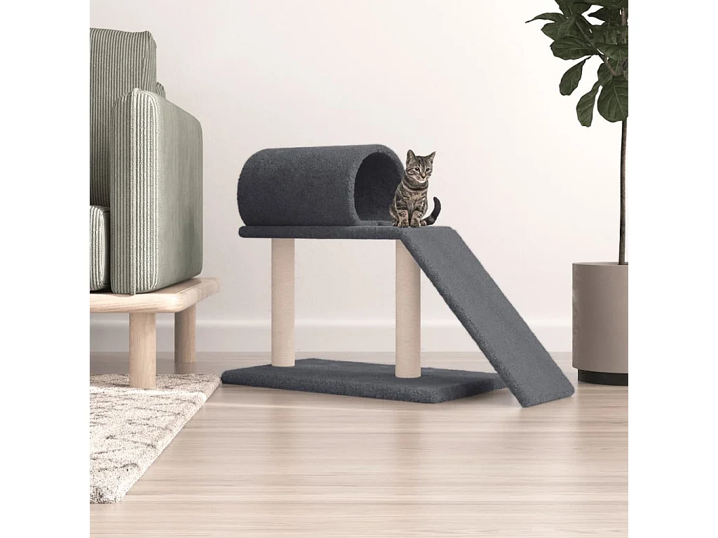 Kratzbaum mit Tunnel und Leiter dunkelgrau 55,5 cm