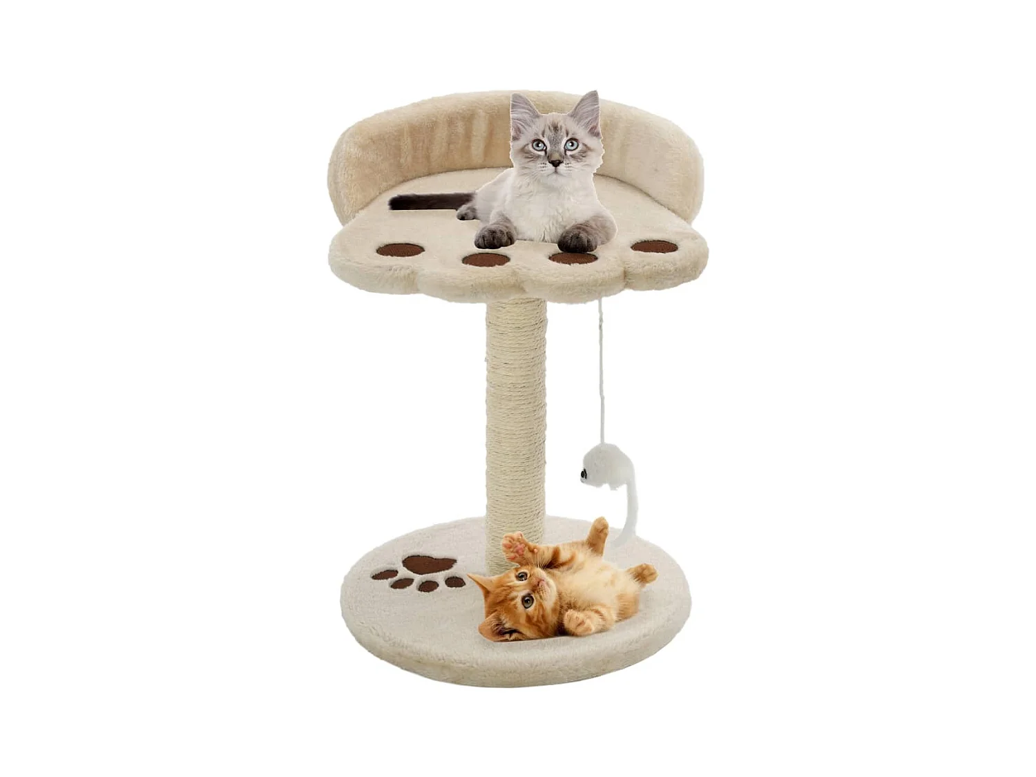 Arbre à chat avec griffoir en sisal 40 cm Beige et Marron