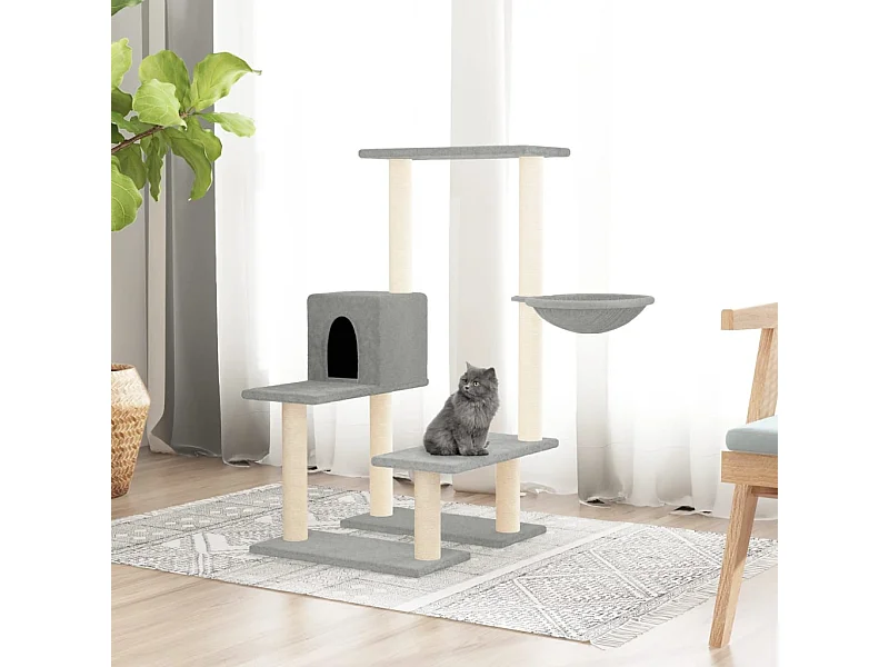 Arbre à chat avec griffoirs en sisal Gris clair 94,5 cm