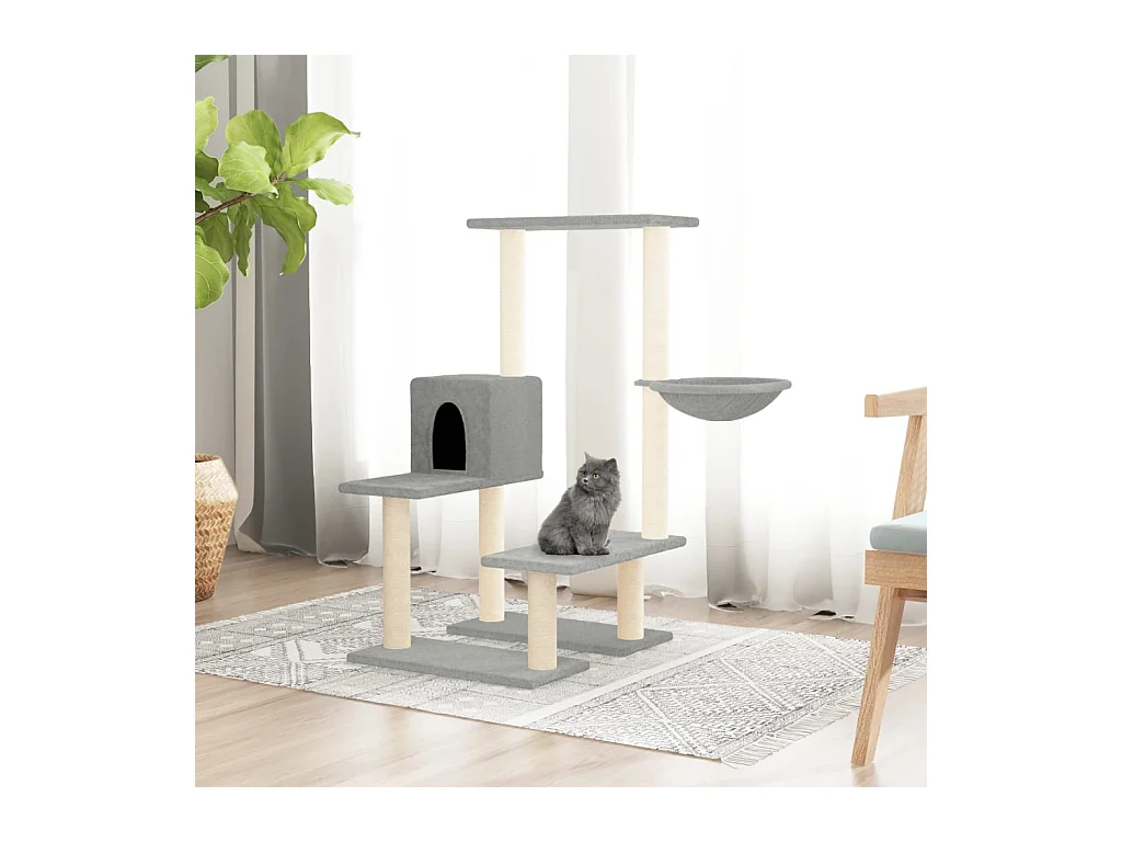 Tiragraffi con pali in sisal Grigio chiaro 94,5 cm