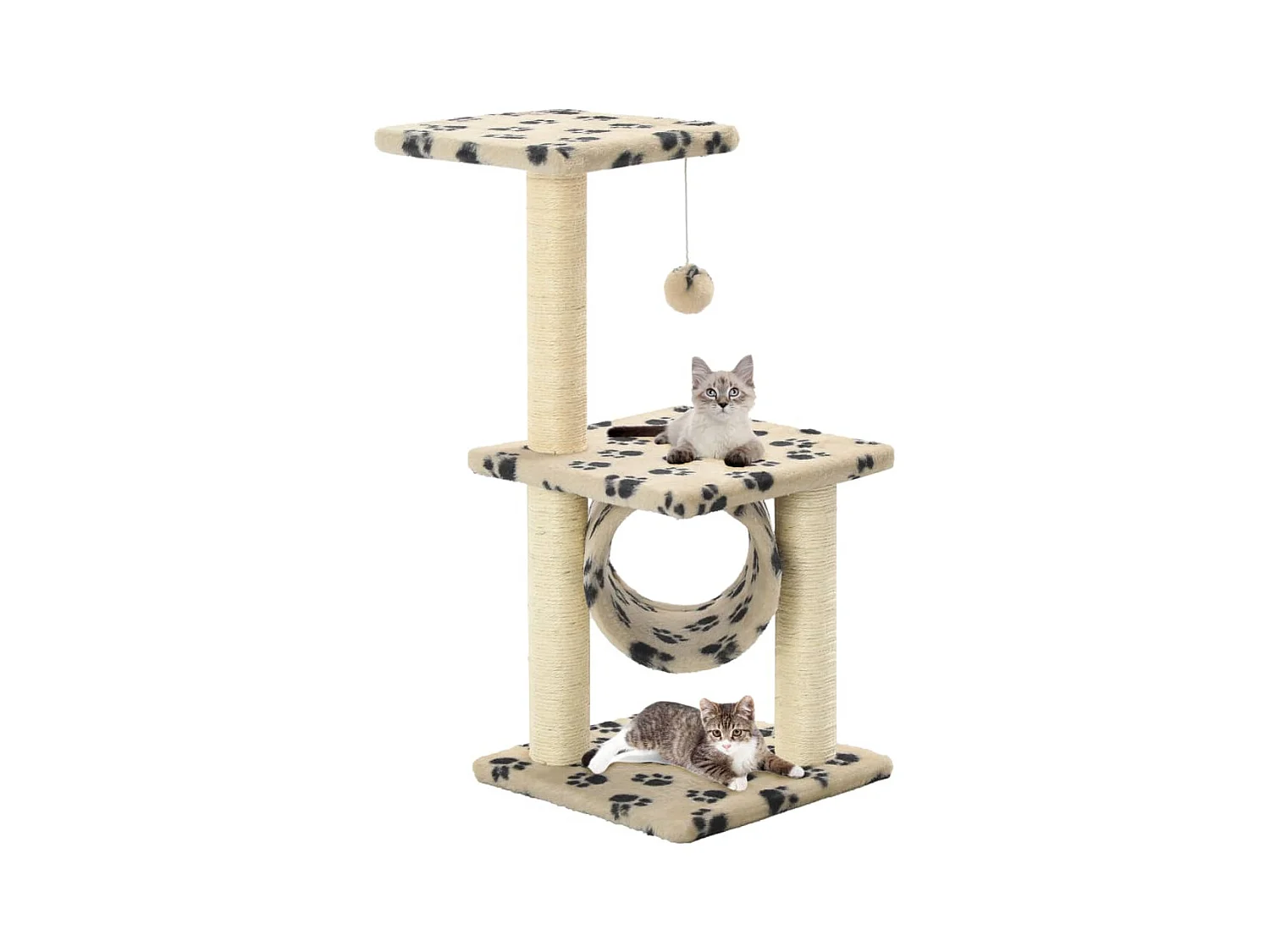 Arbre à chat avec griffoirs en sisal 65 cm Beige Motif pattes