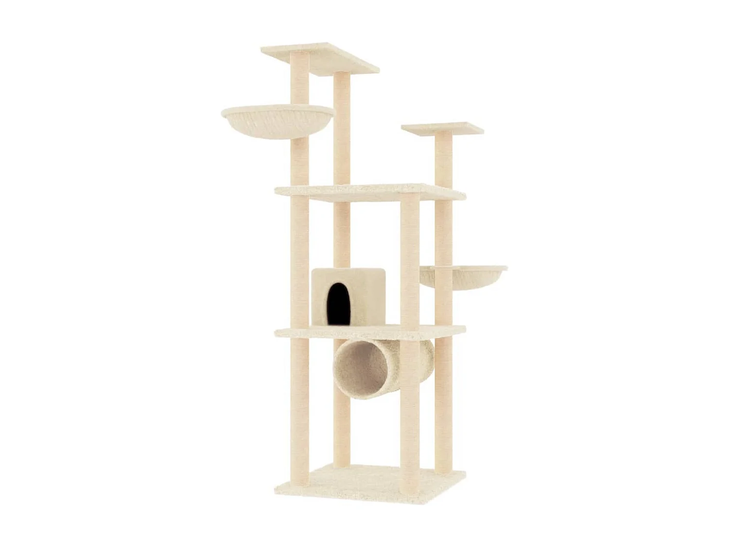 Arbre à chat avec griffoirs en sisal crème 141 cm