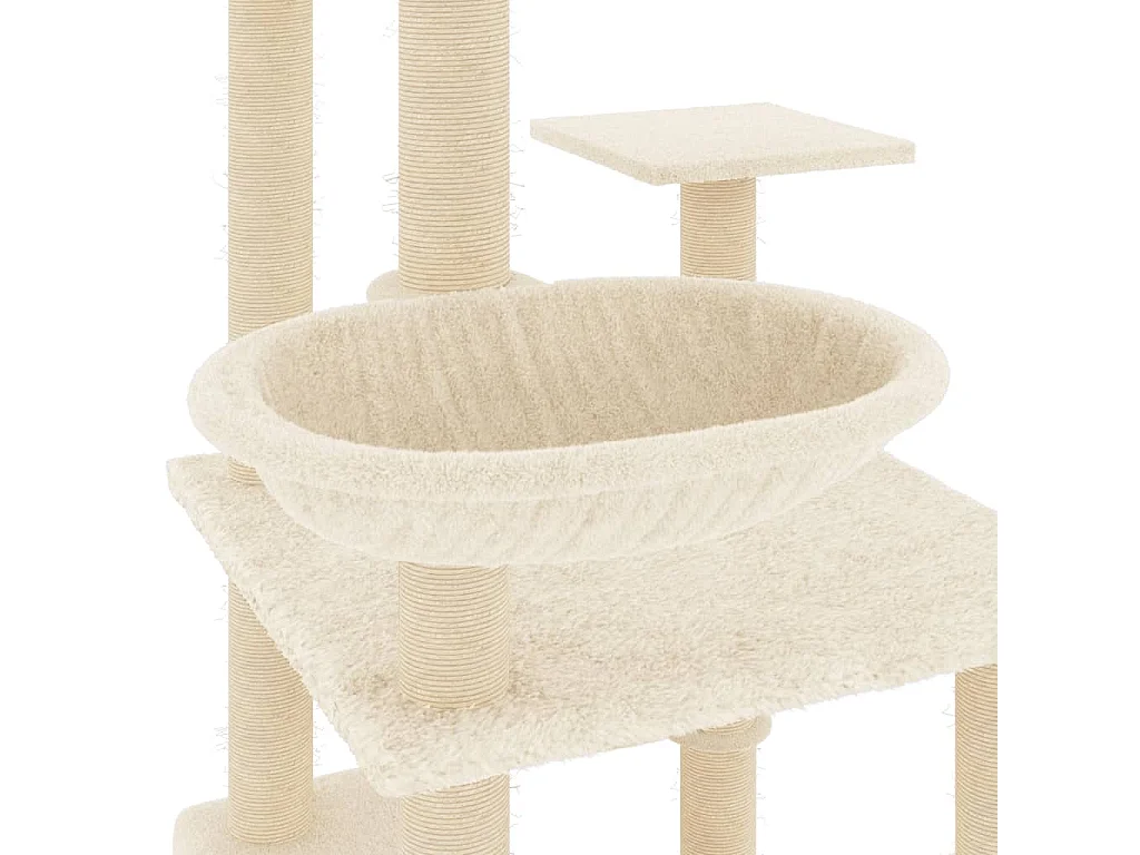 Arbre à chat avec griffoirs en sisal crème 141 cm