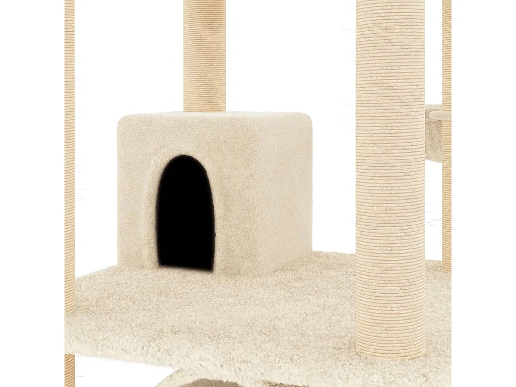 Arbre à chat avec griffoirs en sisal crème 141 cm