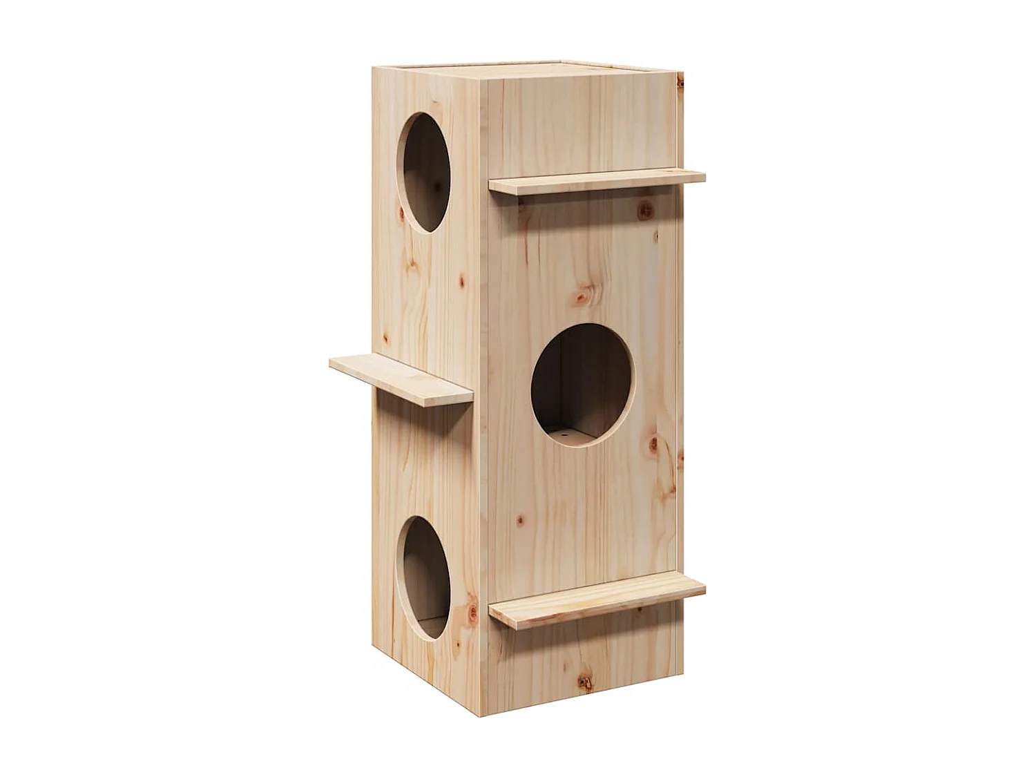 Casa para gato 43x43x90 cm madeira de pinho maciça