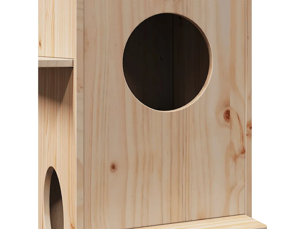 Casa para gato 43x43x90 cm madeira de pinho maciça
