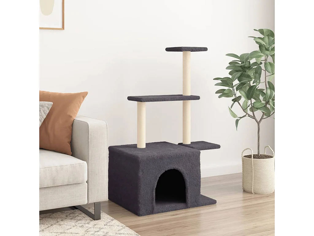 Árvore para gatos com postes de arranhar de sisal cinza escuro 110 cm