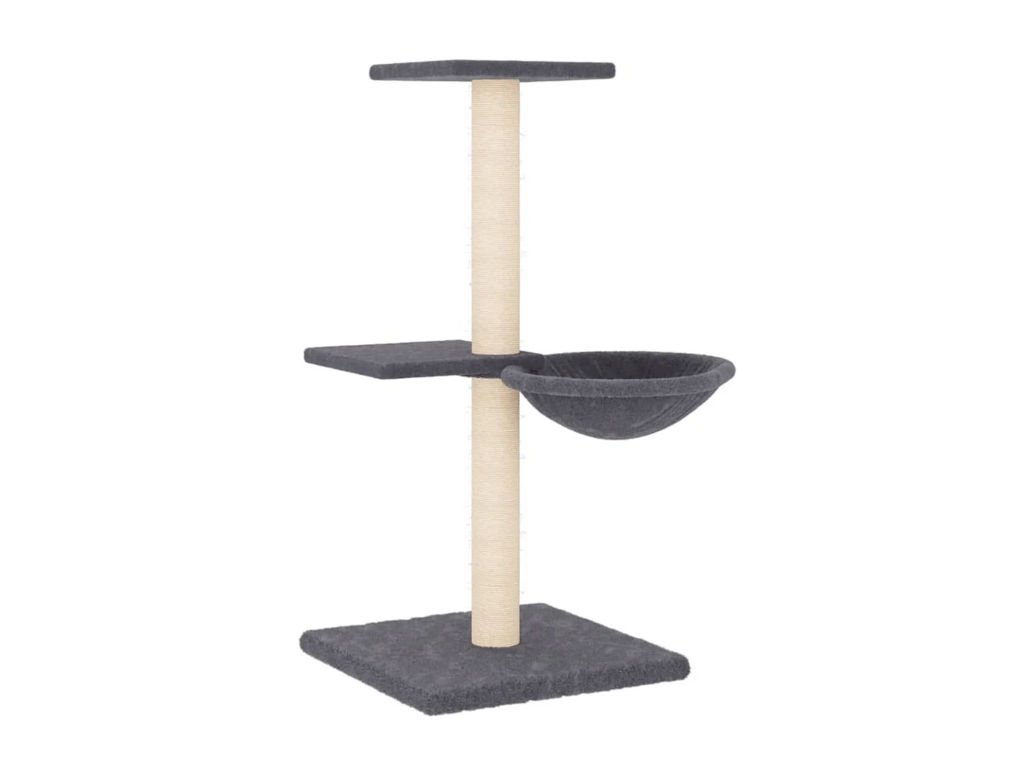 Katzenbaum mit dunkelgrauen Sisalkratzstämmen 72 cm