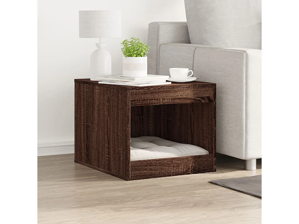 Meuble de bac à litière pour chat chêne marron bois ingénierie