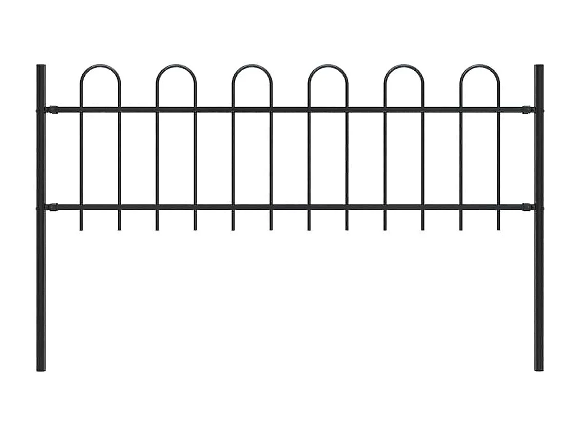 Cerca de jardim com topo de arco de aço 1,8 m preto