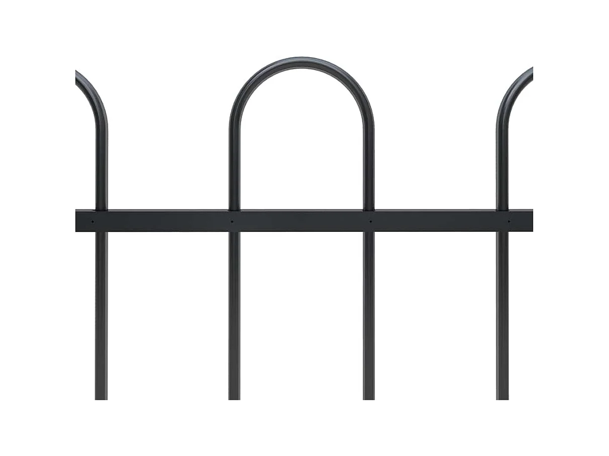 Cerca de jardim com topo de arco de aço 1,8 m preto