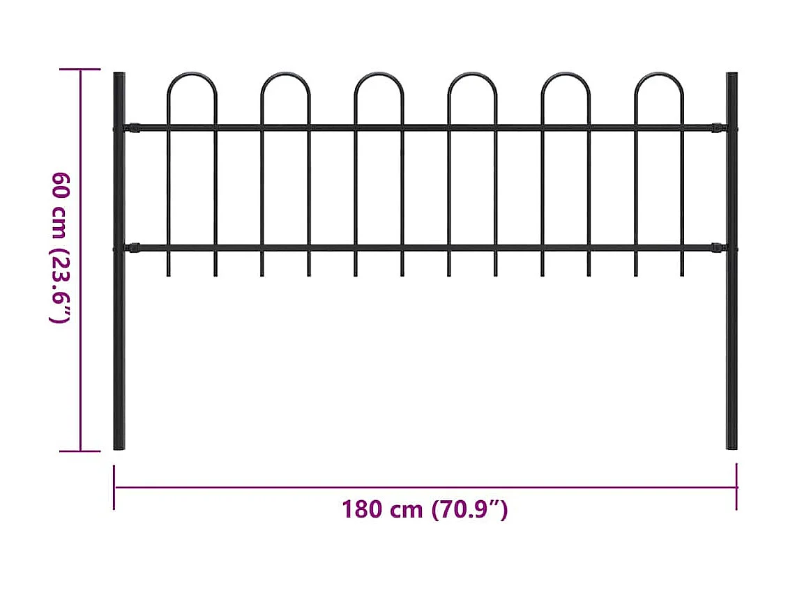 Cl?ture de jardin avec dessus en cerceau Acier 1,8 m Noir
