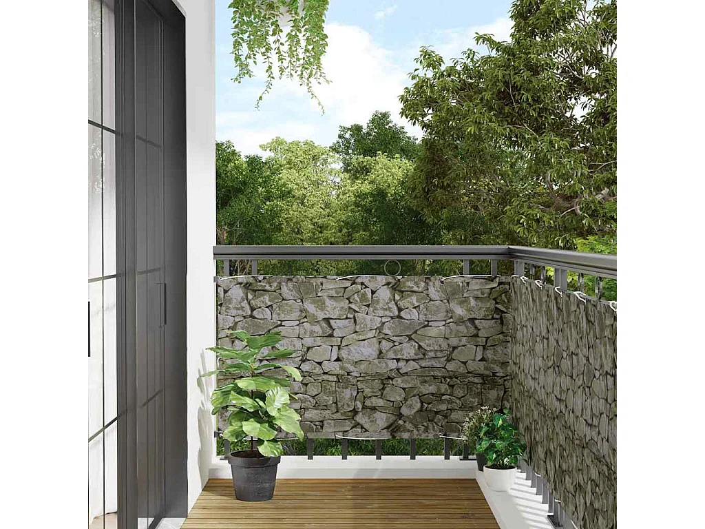 écran d'intimité de balcon aspect pierre 1000x75 cm PVC