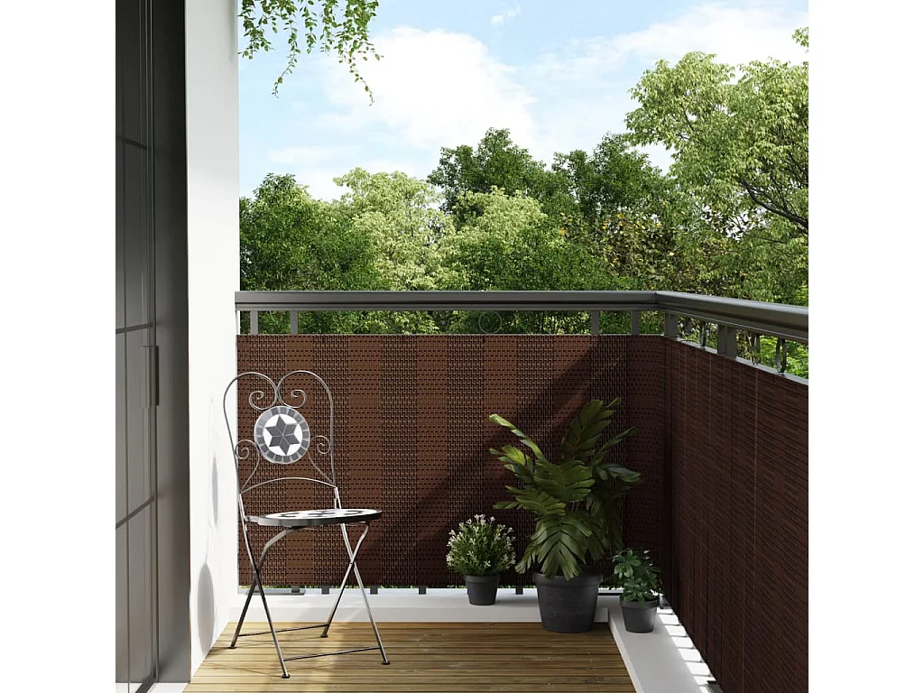 Tela de sacada marrom e preta 600x90 cm resina trançada