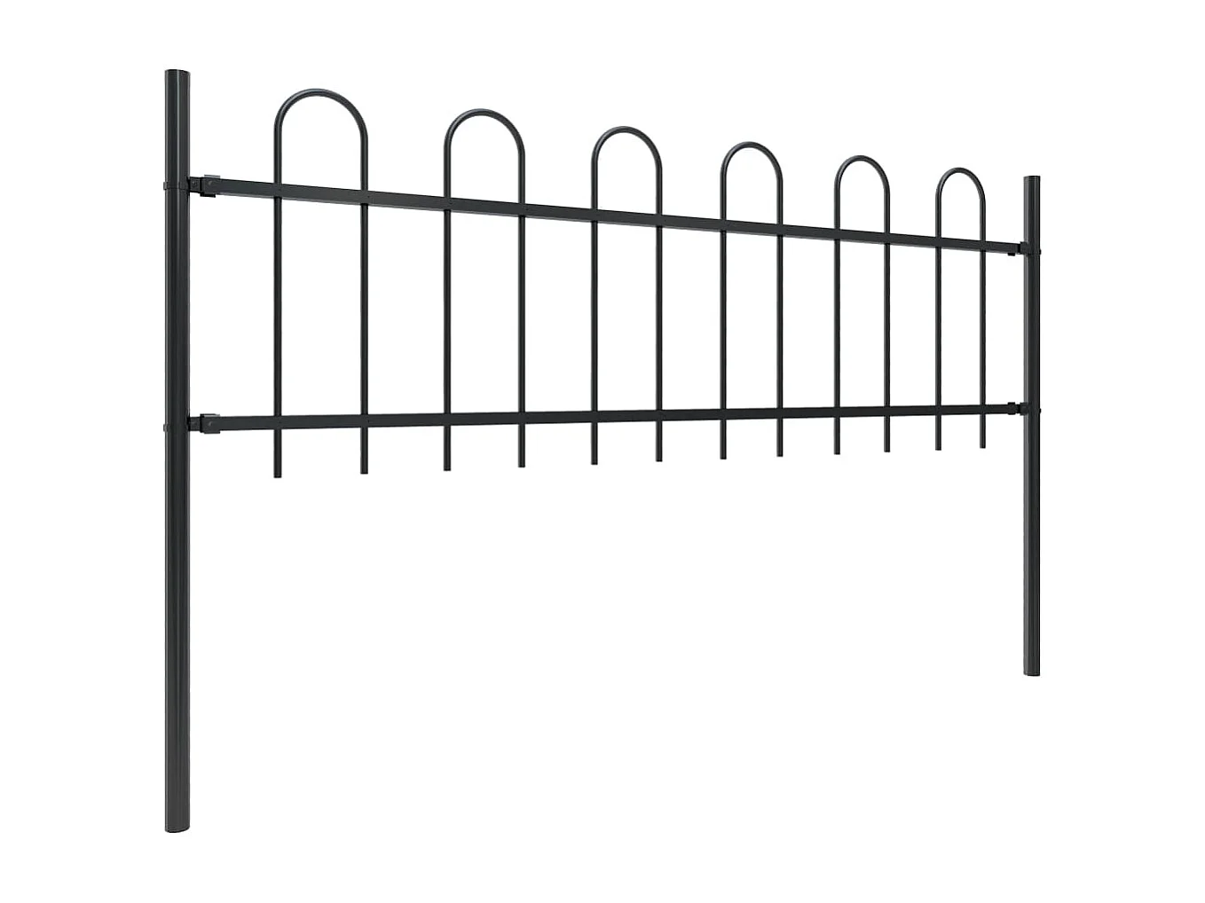 Cl?ture de jardin avec dessus en cerceau Acier 6,8 x 0,6 m Noir