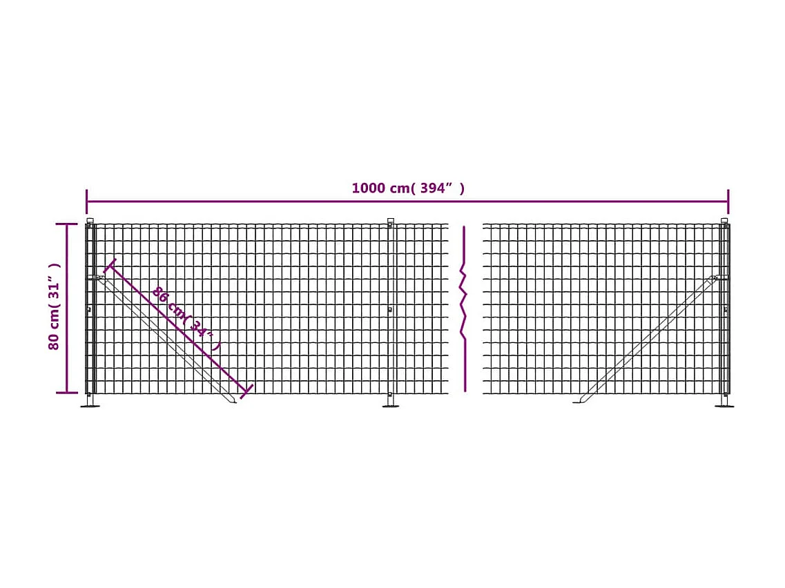 Rete metallica con flangia antracite 0,8x10 m