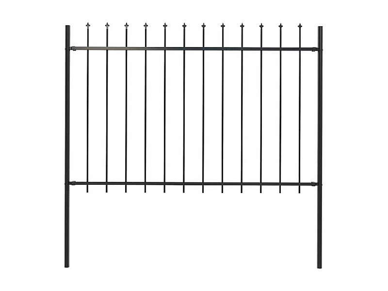 Gartenzaun mit Speerspitze aus Stahl, 1,8 m, Schwarz