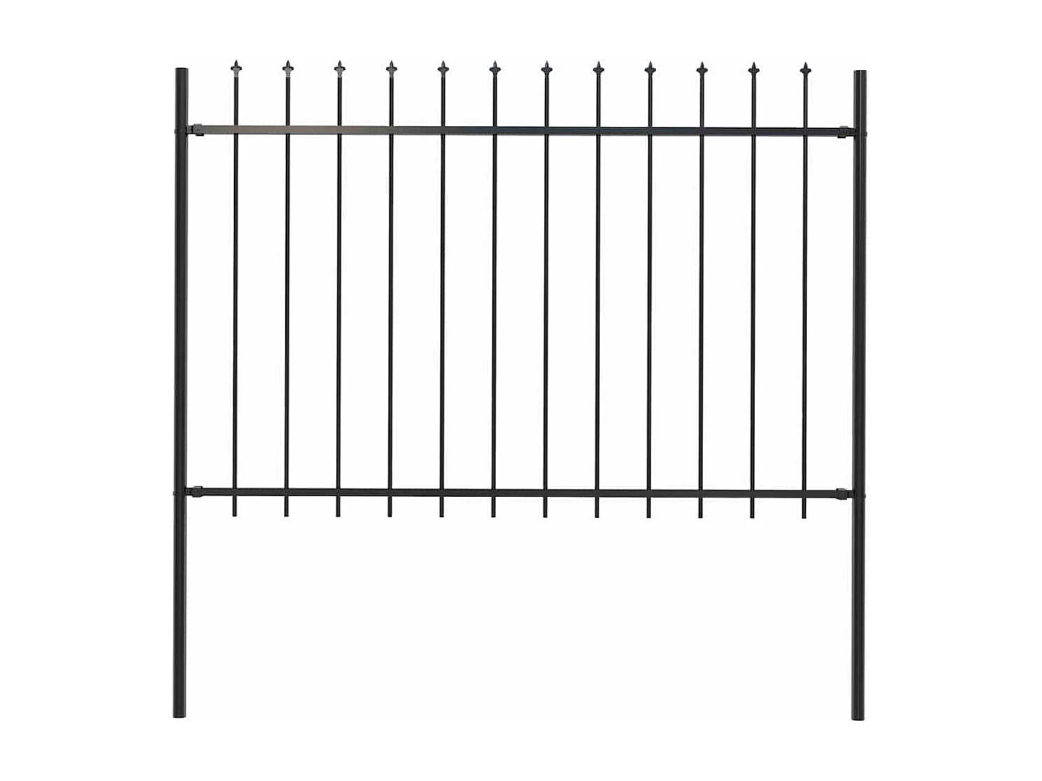 Gartenzaun mit Speerspitze aus Stahl, 1,8 m, Schwarz
