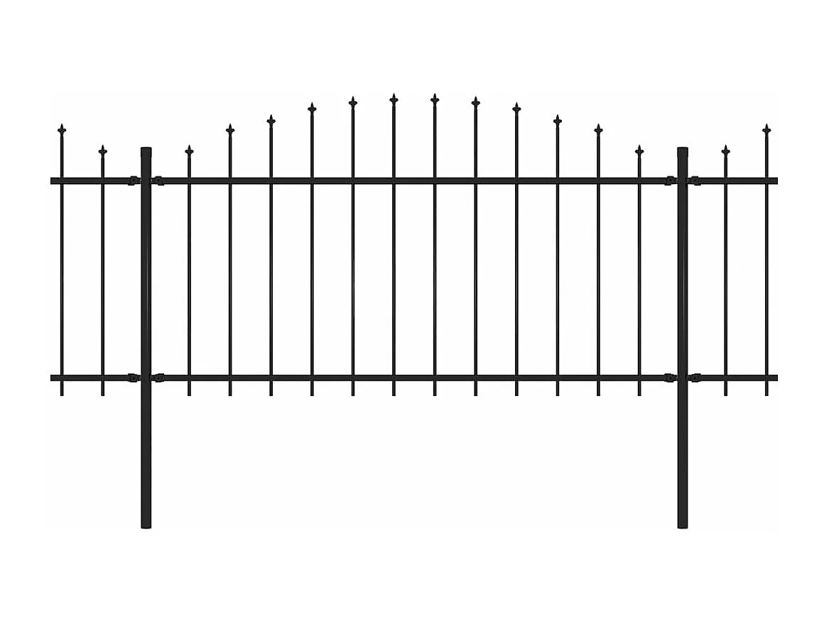 Spear Top Garden Fence in acciaio (1,25-1,5) x 15,3 m nero