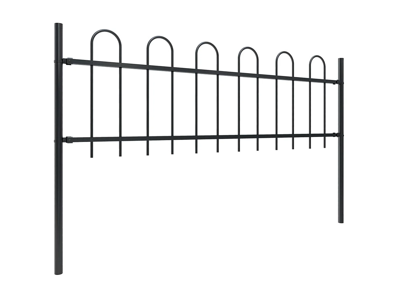 Gartenzaun mit Rundbogen Stahl 10,2x0,6 m Schwarz