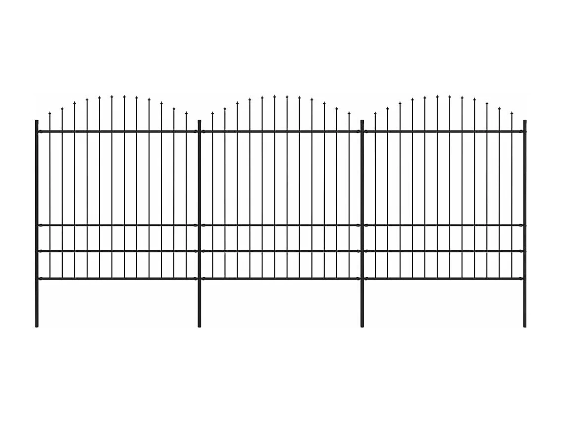 Speerspitze Gartenzaun Stahl (1,75-2) x 5,1 m Schwarz
