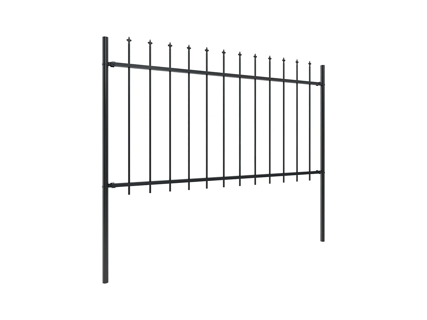 Cl?ture de jardin avec dessus en lance Acier 15,3 x 1 m Noir