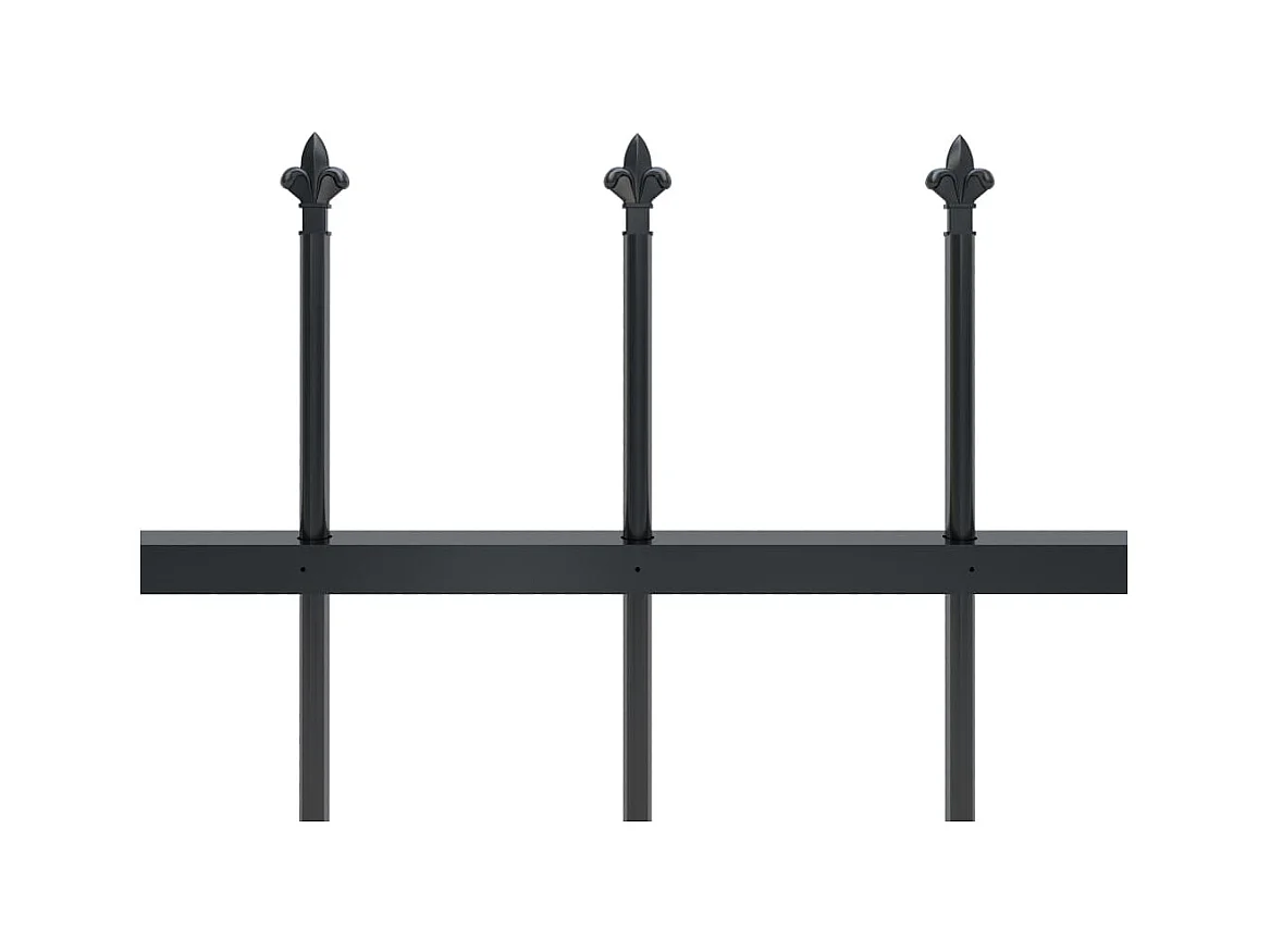 Cl?ture de jardin avec dessus en lance Acier 15,3 x 1 m Noir