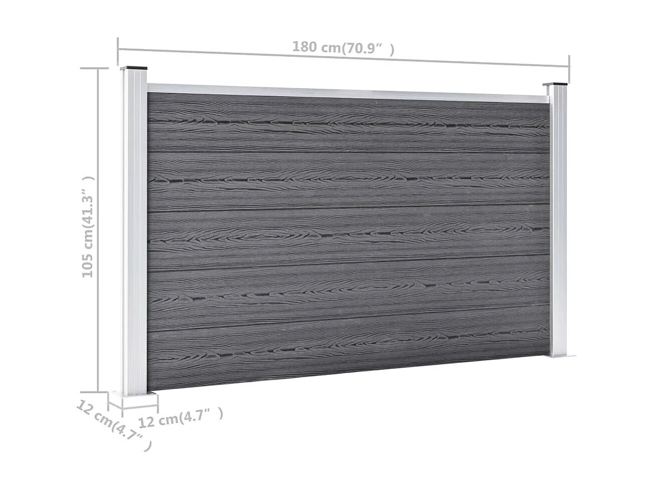 Recinzione da giardino in WPC 699x106 cm Grigio