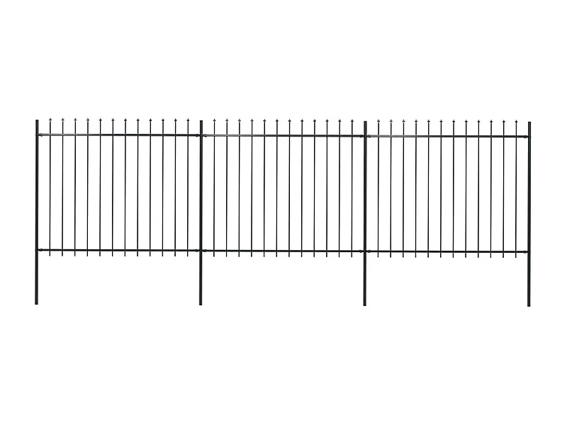 Cl?ture de jardin avec dessus en lance Acier 5,1 x 1,5 m Noir