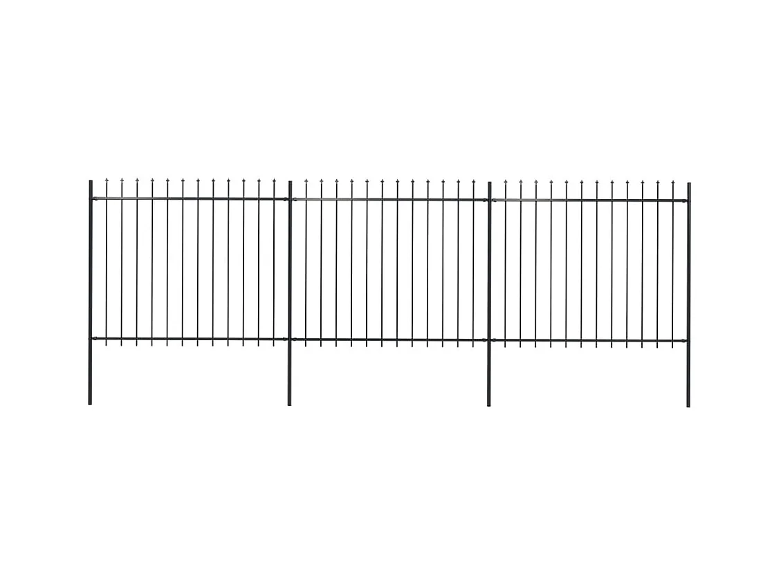 Cl?ture de jardin avec dessus en lance Acier 5,1 x 1,5 m Noir