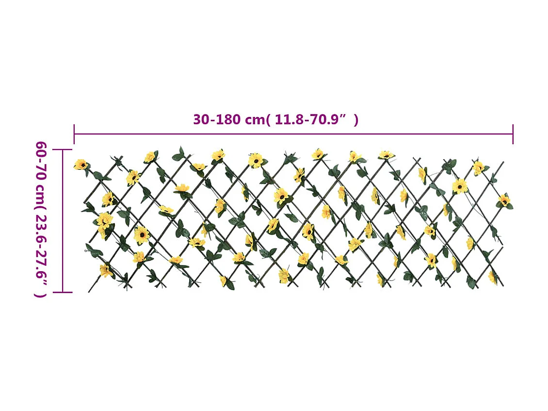 ?Treliça de hera artificial expansível amarela 180x60 cm