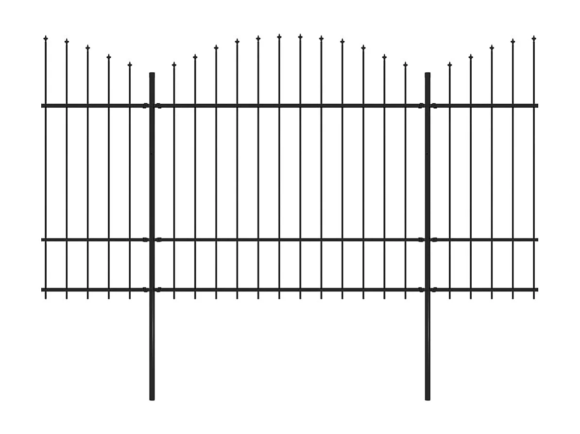 Spear Top Garden Fence in acciaio (1,5-1,75) x 10,2 m nero