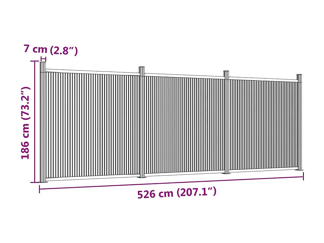 Graues Zaunelement 526x186 cm WPC