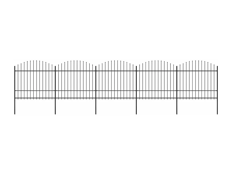 Cl?ture de jardin à dessus en lance Acier (1,5-1,75)x8,5 m Noir