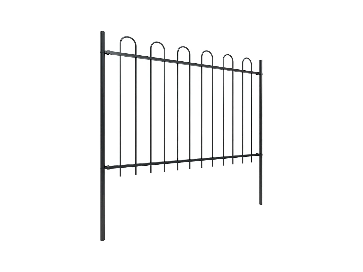 Cl?ture de jardin avec dessus en cerceau Acier 17 x 1,2 m Noir
