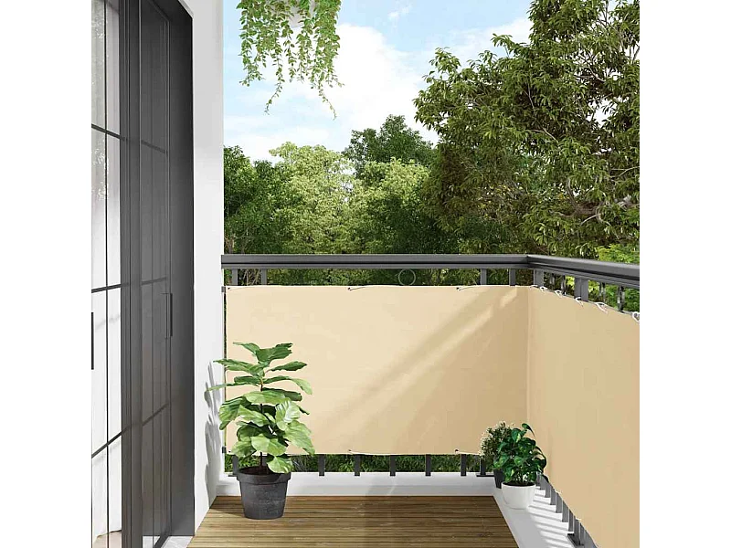 écran d'intimité de balcon crème 400x90 cm PVC