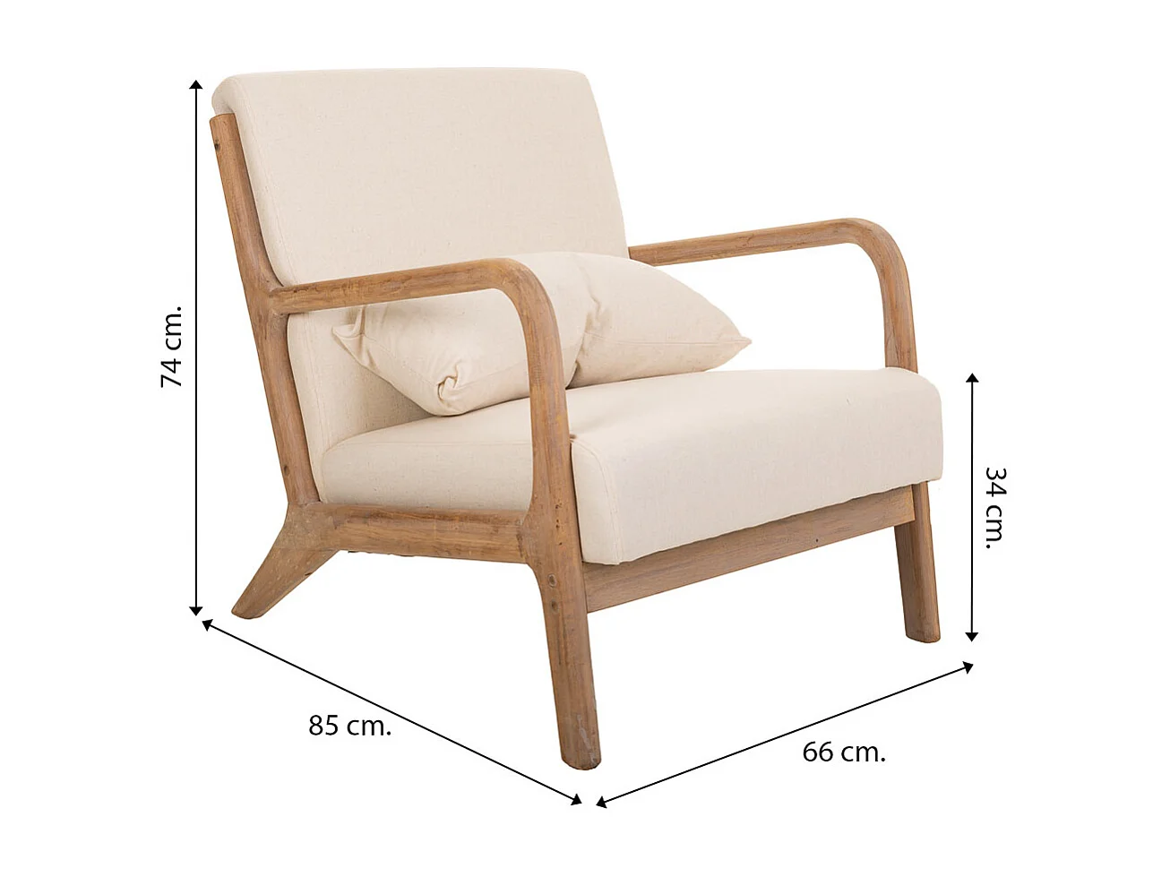 Poltrona in legno marrone 66x85x74