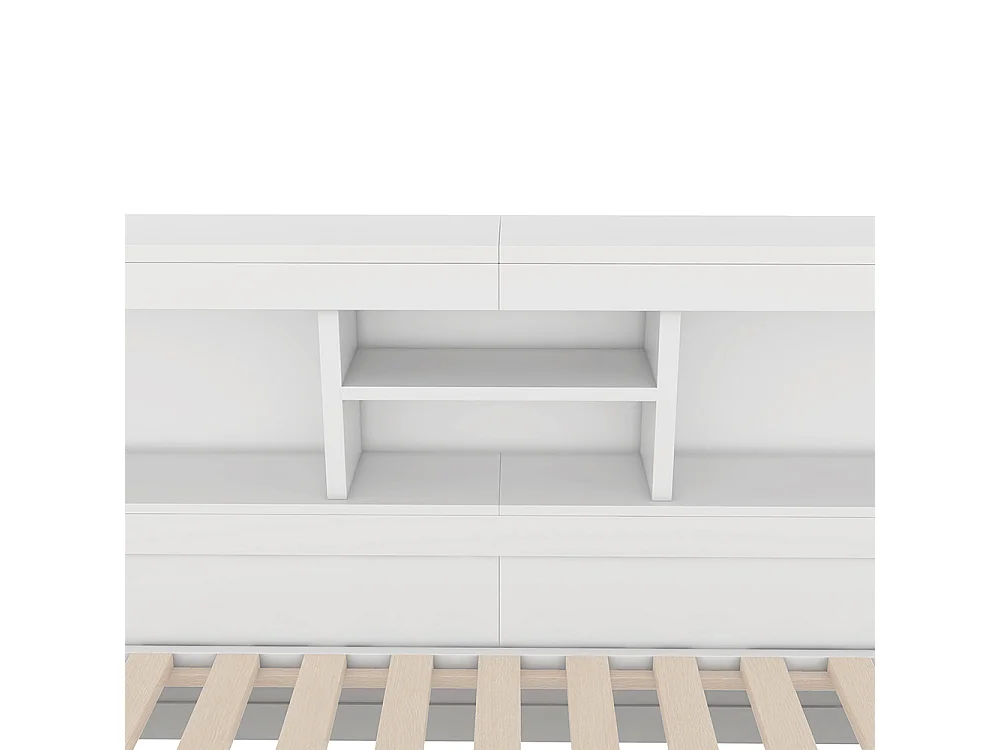 Schlafsofa, 140*200cm, Ferngesteuerte Ambientebeleuchtung, Nachttischaufbewahrung, Steckdose + USB, Weiß