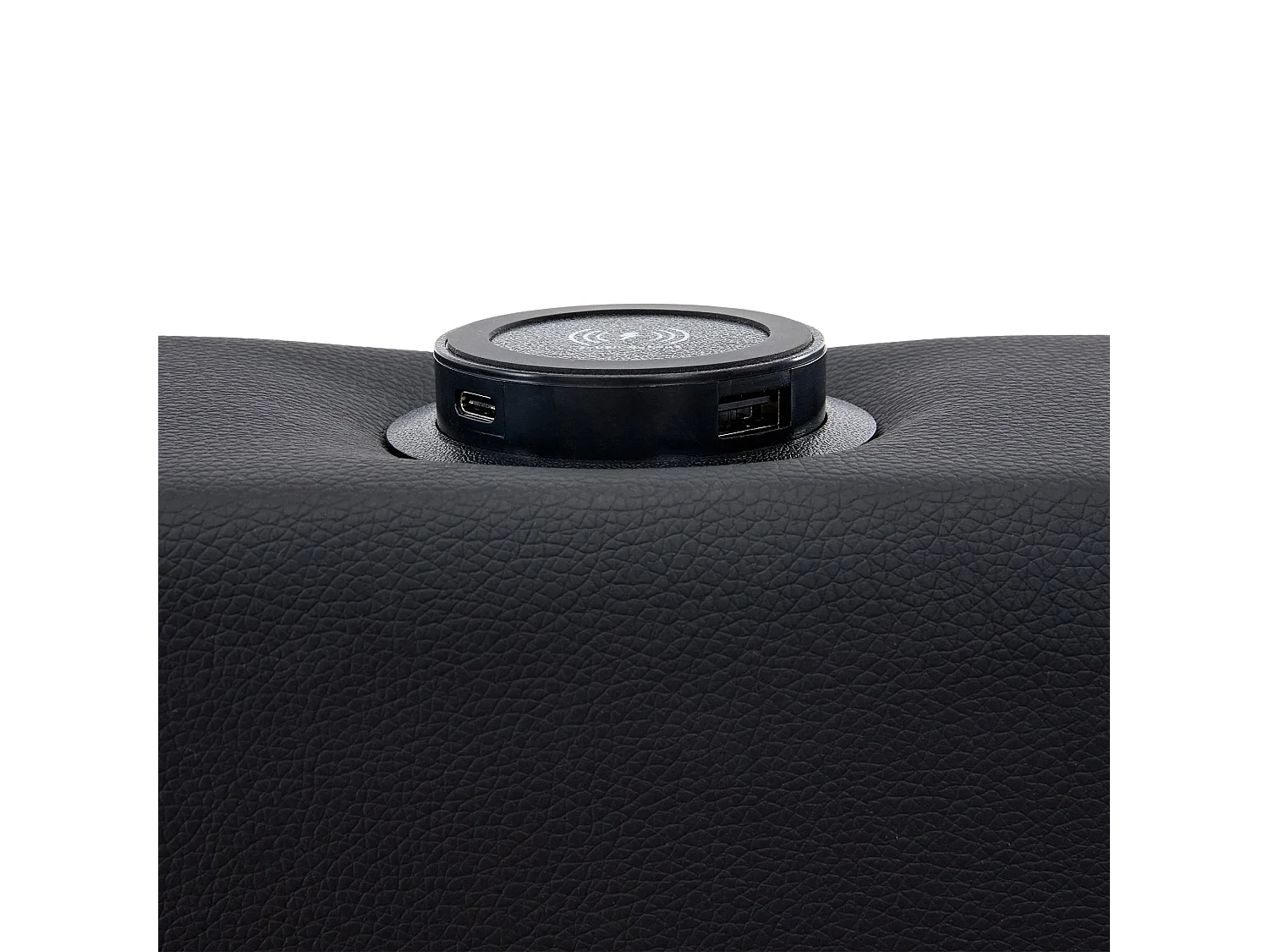 Polsterbett 140 x 200 cm mit USB-Anschluss (unterstützt kabelloses und kabelgebundenes Laden), mit LED-Beleuchtung und vier Aufbewahrungsschubladen, schwarz