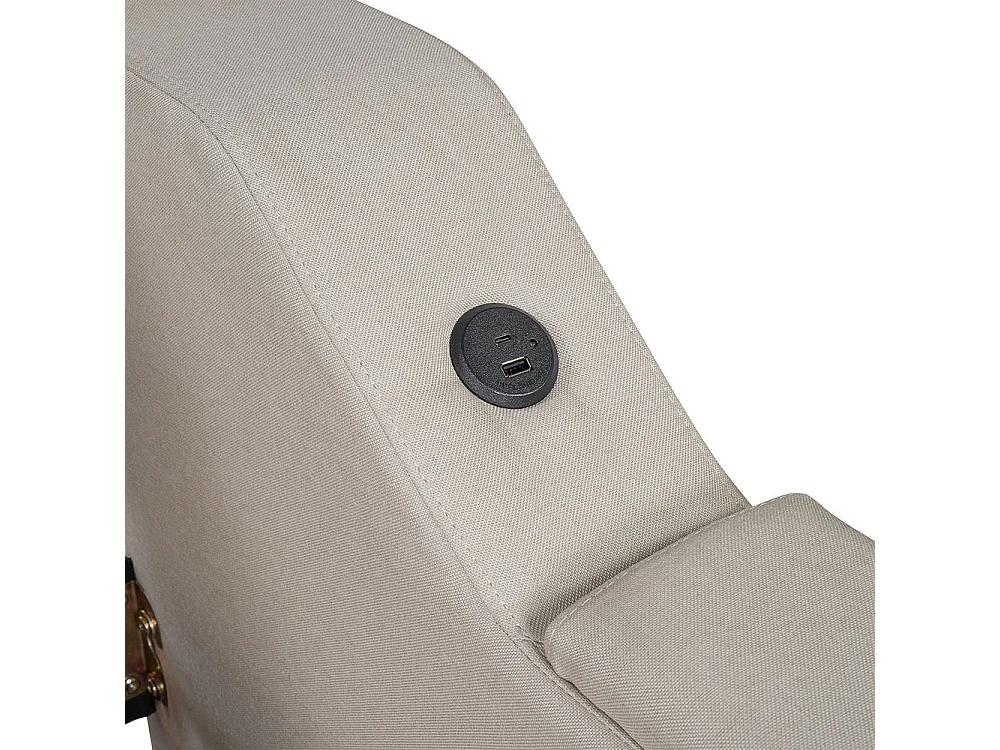 Canapé lit 90x200cm avec sommier à lattes, compartiment de rangement rabattable, type USB+C, lin, beige