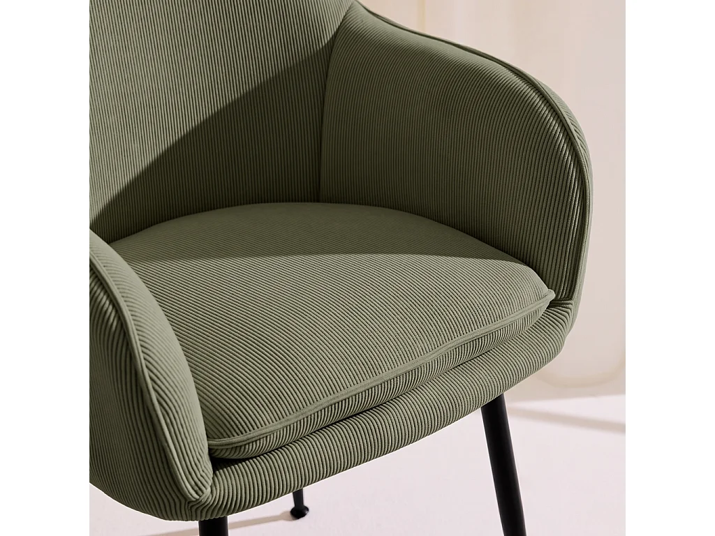Set 4 poltrone in velluto a coste con gambe in metallo, Shella velluto, Cachi scuro, 57x59x84.5 cm