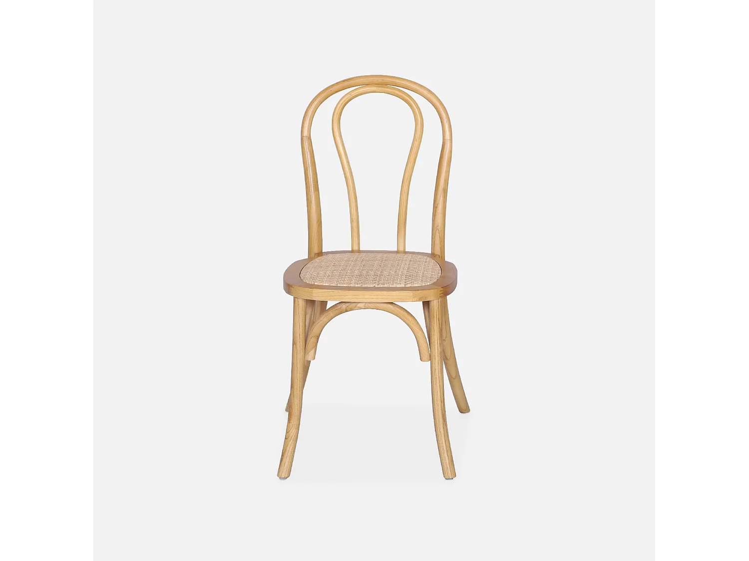 Silla vintage de madera y ratán, set de 2 natural