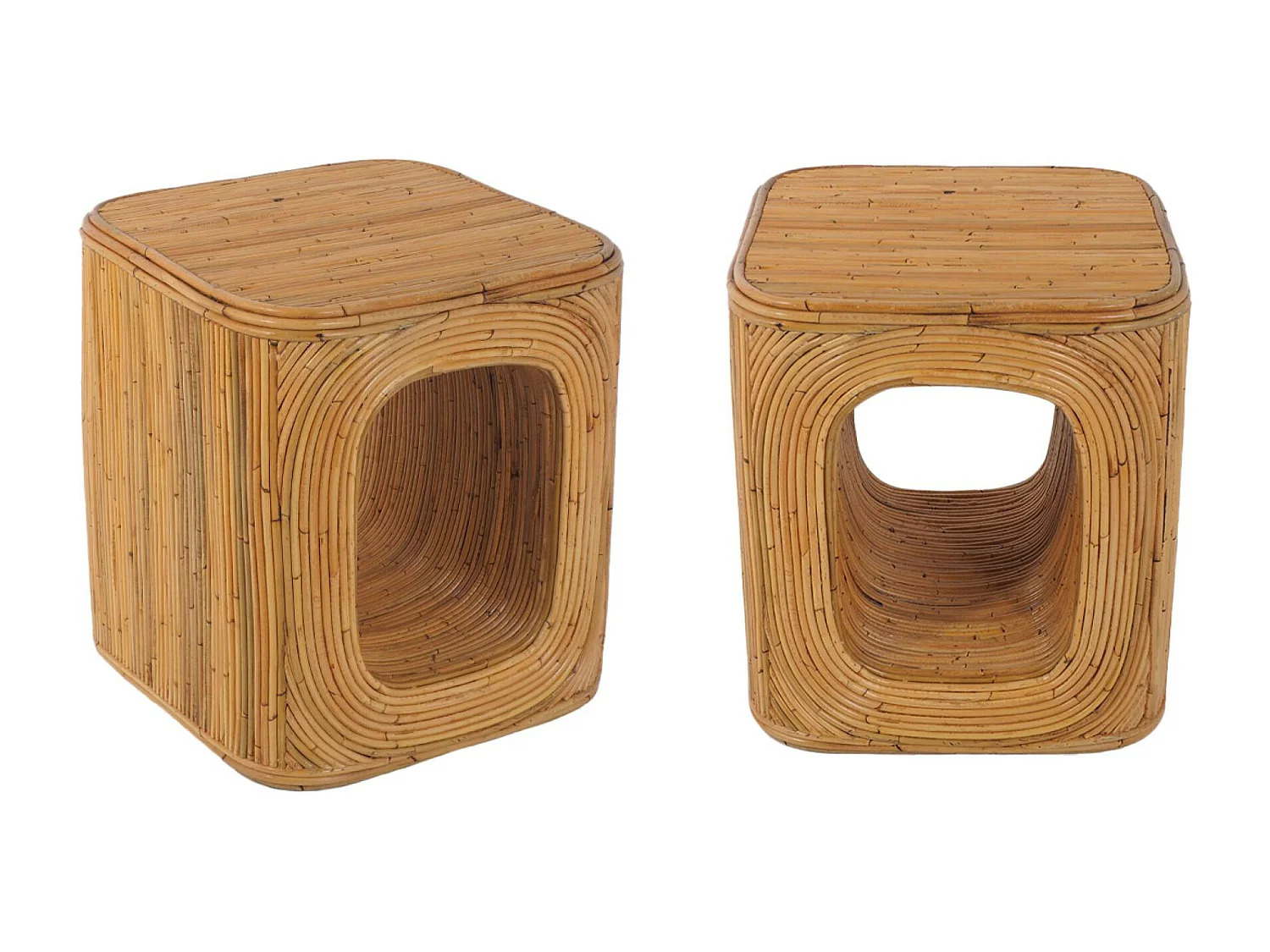 Tavolino da notte in rattan naturale, set di 2, naturale