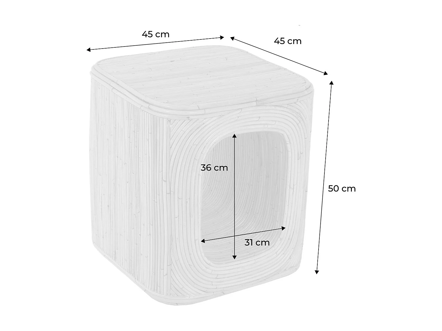 Tavolino da notte in rattan naturale, set di 2, naturale